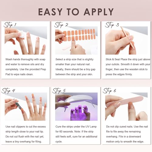 Semi Cured Gel Nail Strips with UV Lamps Solid White - color: Snowy White