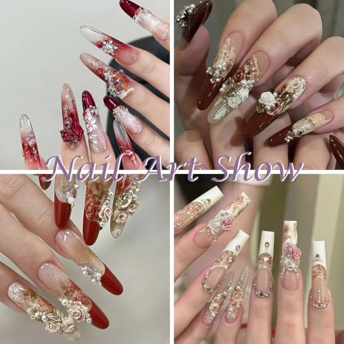 Laza 4pcs 3D Flower Mold for Nails, Multiple Rose Shapes Nail Molds - color: Blooming Rose Ripple