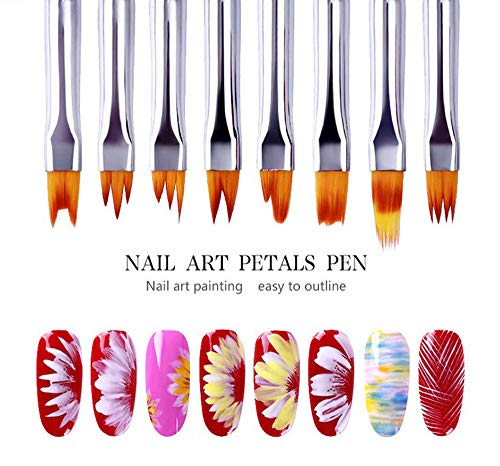 8 Pcs Premium Nail Brush Pens with Wooden Handle – UV Gel Art Gradient & Flower Design Tools for Professional Manicure, Perfect Valentine’s Gift (Purple Wood) - color: 8 amazing nail brushes