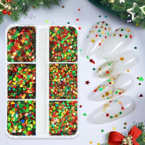Christmas Nail Art Sequins Small Star Dots Triangle Metallic Glitter Flakes - color: Style02