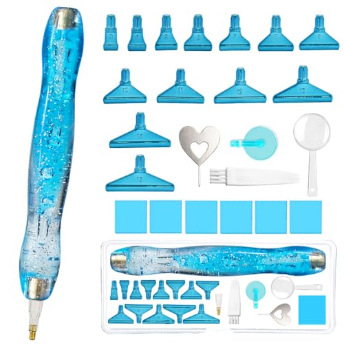 CXJINZE 26 Pcs Plastic 5D Diamond Art Pens Kit with 13 Nibs Stylus Tool - color: Blue