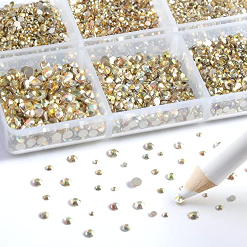 Beadsland Flatback Rhinestones, Metal Sunlight, 7200pcs Mixed 6 Sizes - color: Metal Sunlight