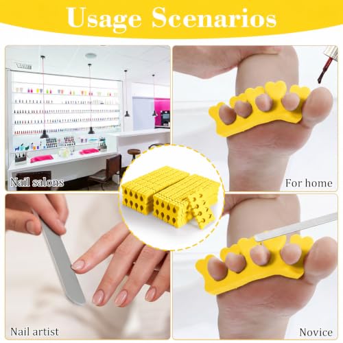 100 Pcs Sponge Toe Separators Soft Finger Separators Premium Pedicure Tool Kit Flexible Toe Divider Spacer for Polishing Pedicure Manicure Coating Nail Art Beauty Accessories (yellow) - color: yellow