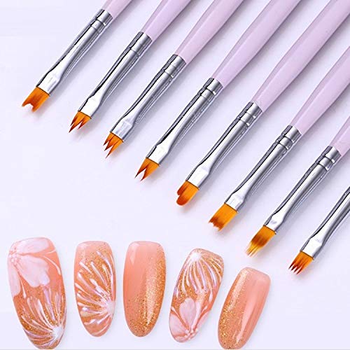 8 Pcs Premium Nail Brush Pens with Wooden Handle – UV Gel Art Gradient & Flower Design Tools for Professional Manicure, Perfect Valentine’s Gift (Purple Wood) - color: 8 amazing nail brushes