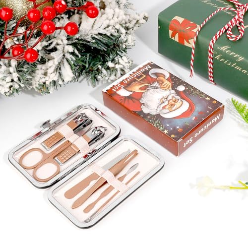 Christmas Gifts Birthday Gift Nail Clippers For Women Manicure Kit Nail Tweezers Professional Stainless Steel With Leather Travel Case Stocking Stuffers For Girlfriend Wife Mother Kit 7 In 1 Rose Gold - color: Rosegold