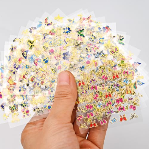 30 Sheets 3D Butterfly Nail Stickers Gold Foil Edge Nail Decals - color: Style-40
