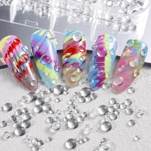 Mixed Sizes Clear Bubble Beads 3D Nail Art Charms Semi-Circular Jewelry - color: Clear