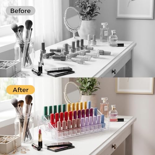 Acrylic Nail Polish Organizer Holder Rack 3 Layers, Clear Display Stand For Sunglasses,Essential Oils, Makeup Organizer, Holds Up to 36 Bottles - size: 3 Tier