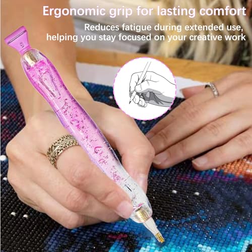 CXJINZE 26 Pcs Plastic 5D Diamond Art Pens Kit with 13 Nibs Stylus Tool - color: Pink