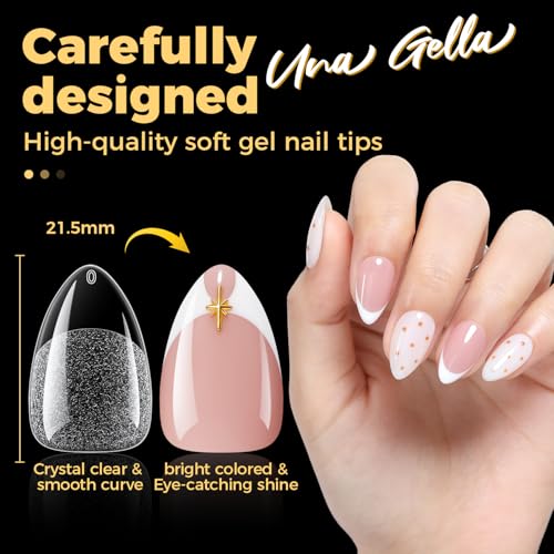 UNA GELLA Short Almond Nail Tips 240PCS Pre-Shape Gel Nail Tips