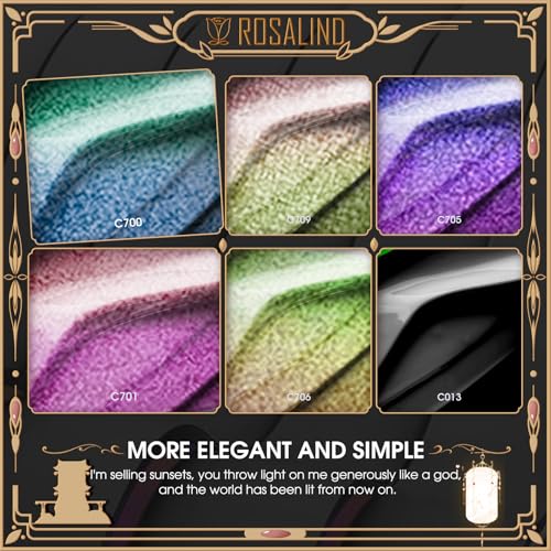 ROSALIND 6 Colors Cat Eye Gel Nail Polish, Magentic Gel Polish with Magnet - color: 9D Cat Eye