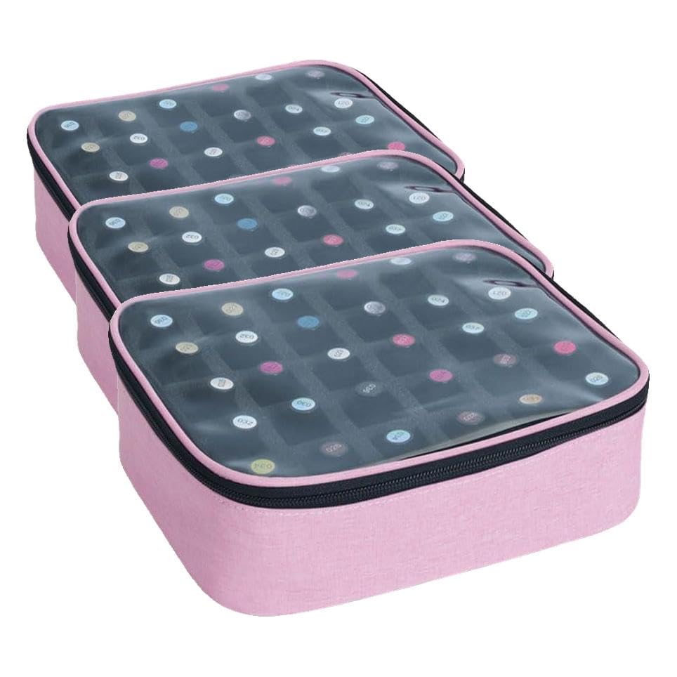 Small Clear Nail Polish Organizer Holds 30 bottles(15ml-0.5fl.oz) Nail Polish Case Multifunctional Nail Polish Bag organizer, Cosmetic Travel Makeup Cases for Women Pink (Pack of 3) - color: Pink, size: 3Pcs-90 bottles