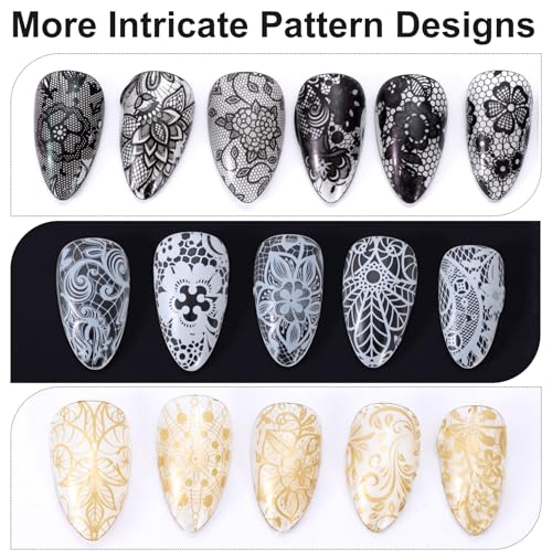 SmallCat 20 Sheets Nail Transfer Foil, 7.87"×1.57", Black/White/Gold - color: Black, White, Gold (20×4cm)