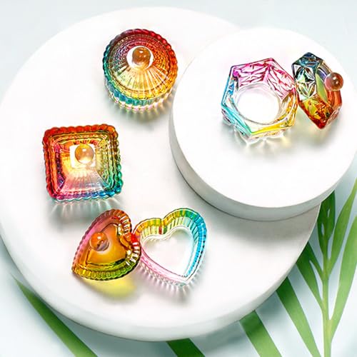 Nails Tips Art Dappen Dish with Lid Acrylic Liquid Powder Dappen Monomer Dish Glass Crystal Cup Glassware Tools for Professional Use and Home Use (clear, heart-shaped)