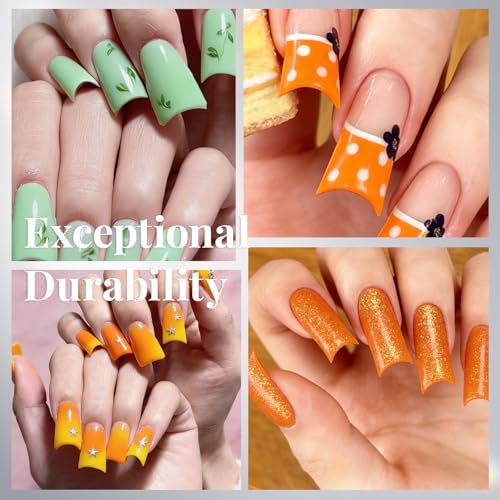 krofaue Duck Nail Tips - Clear Flexible Gel Curved Nail Tips - color: Clear Duck Half Cover