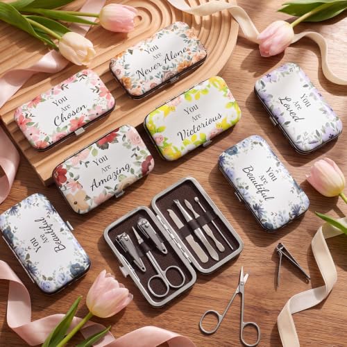 24 Set Christian Manicure Set, Bible Verse Gift Bulk for Women, Floral - color: Vintage Floral