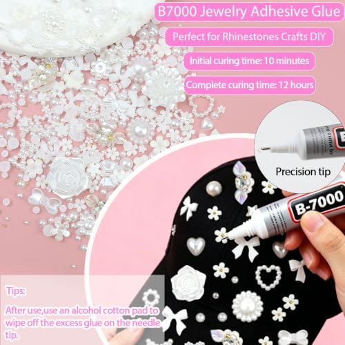 White Bedazzling Kit Flatback Pearls Flower Bow Gems for Crafts - color: 11-Colorful