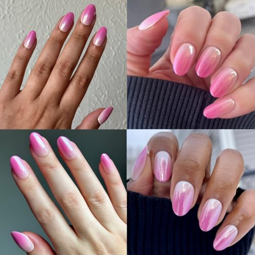 Olive & June Effects Super Stick Press-On Nails, Pink Chrome Gradient - color: Pink Chrome Gradient (Pack of 1)