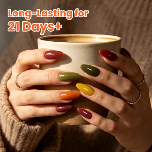 Beetles Fall Dip Powder Nail Kit, 6 Colors Burgundy Orang Red Green Yellow - color: 6 Colors x 10g Kit | Autumn Depth Palette