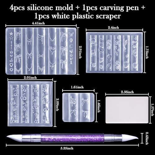 Laza 4pcs Fruit Silicone Nail Art Molds Multiple Cherry Shaped Nail Molds - color: Cherry strawberry