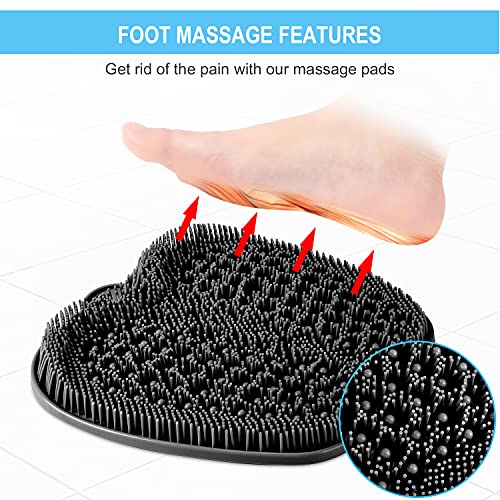 BESKAR XL Larger Shower Foot Scrubber Mat with Non-Slip Suction Cups - color: Black