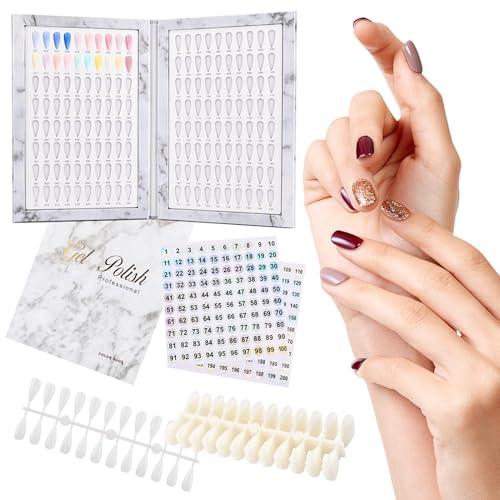 160 Nail Color Display Book with 240 Nail Tips & Number Stickers 1-200