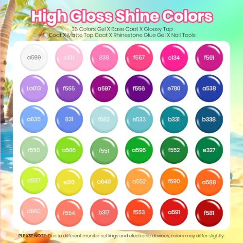 Beetles Neon Gel Polish Set, Colorful Holidays Collection, 36 Colors Gel - color: Colorful holidays