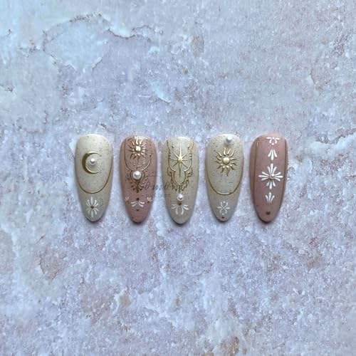 Bohemian Style Nail Art Stickers Self Adhesive - color: Gold Star & Moon
