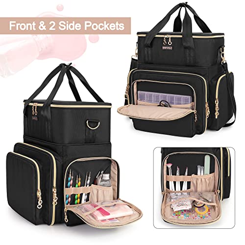 BAFASO 2 Layer Nail Polish Organizer Holds 70 Bottles and Nail Dryer, Black - color: Black