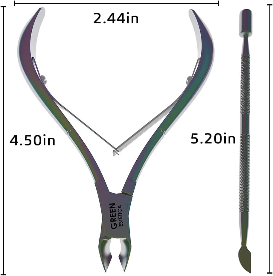 Professional Cuticle Trimmer & Nippers, Stainless Steel Nail Care Tool - color: Multi-colored Nipper With Pusher - Pack 1
