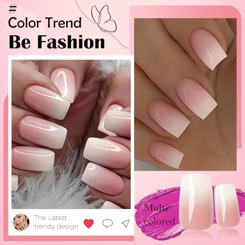 144pc Ombre Press on Nails Medium Fake Nails Square Glue on Nail Press ons