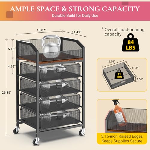 Goovilla Rolling Makeup Organizer Cart with Drawers, 5 Tier Metal, Black - color: Black, size: 5 Tier