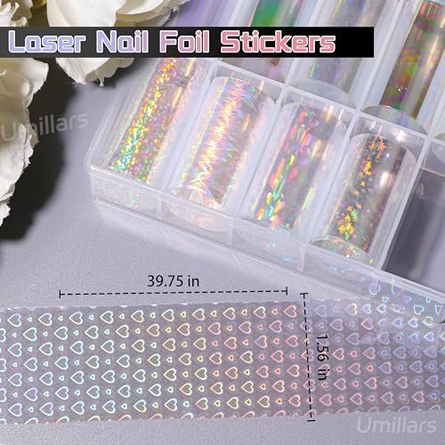 10-Roll Aurora Nail Foil Transfer Sheets Clear Laser Holographic Nail Foils - color: Clear Aurora Foil_02