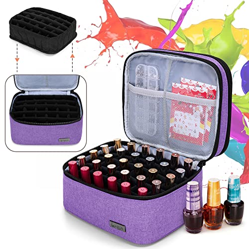 LUXJA Nail Polish Storage Case Holds 20 Bottles, Purple - color: Purple