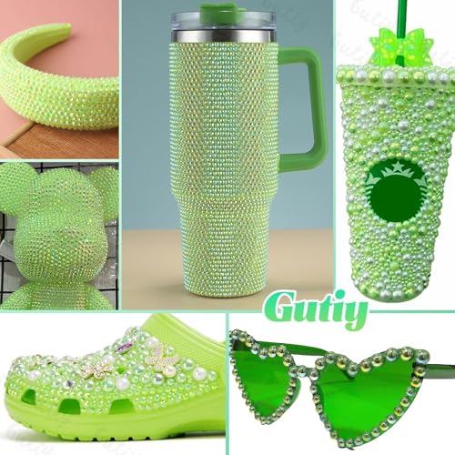 14000Pcs Green Flatback Rhinestones and Pearls for Bedazzling Kit - color: S2