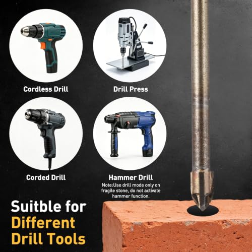 7Pcs 1/8"-1/2" Carbide Masonry Drill Bits Set Hex Shank Brown - color: Brown, size: 1/8"-1/2"