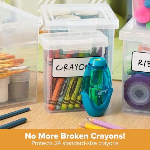 Bostitch Konnect Storage Containers with Lids, Office Organizer, Clear Plastic Box, Stackable for Crayons, Q-tips, Office Supplies, Labels, 0.5 Qt, 2 Pack - size: 0.5 Qt 2 Pack
