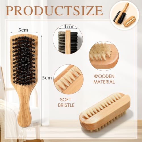 2 Pcs Nail Brush for Cleaning Fingernails, Wood Boar Bristles Fingernail Brush for Cleaning Nails Toenails for Men Women, Dual Sided for Regular Manicure Nail Care Hygiene