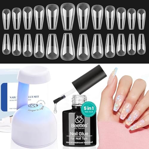 Beetles Gel Nail Kit Nail Extension Set With Etch X Nail Tips 504Pcs