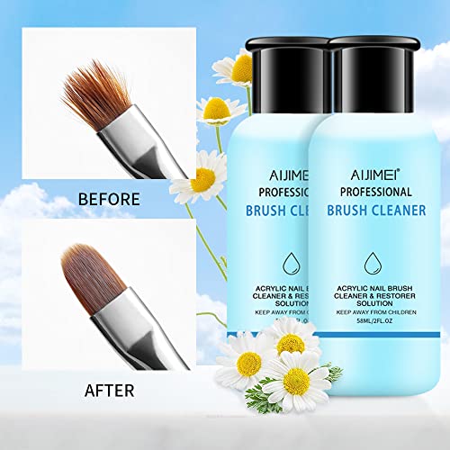 Acrylic Nail Brush Cleaner Acrylic Brush Cleaners Liquid Acrylic Paint Brush Cleaner Nails Artist Acrylic 2PCS 58ml/2 FL.OZ - color: Brush Cleaner 120ml/4 FL.OZ