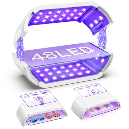 UV Light for Resin,48W 48 LEDs,Double-Sided,360°Surround,Dual 365-405nm