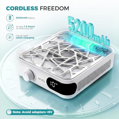Janolia Nail Dust Collector, Cordless 6000RPM Nail Vacuum, 10-Speed Adjustable Nail Dust Extractor Machine with 30Pcs Filter Papers for Salon & Home