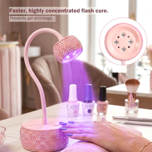 Rechargeable Gooseneck Flash Cure Nail Lamp, Auto Sensor, Pink