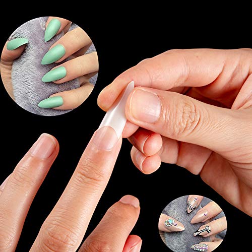 Beuniar Stiletto Nail Tips Natural 500Pcs Short Pointed False Acrylic Nails - color: Natural