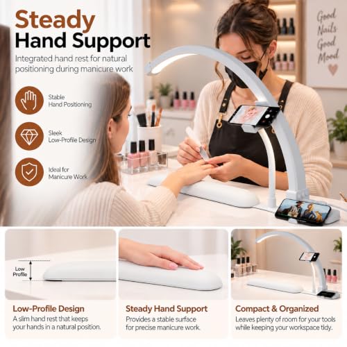 Half Moon Light for Nail Desk with Hand Rest, 2520LM, Memory Function