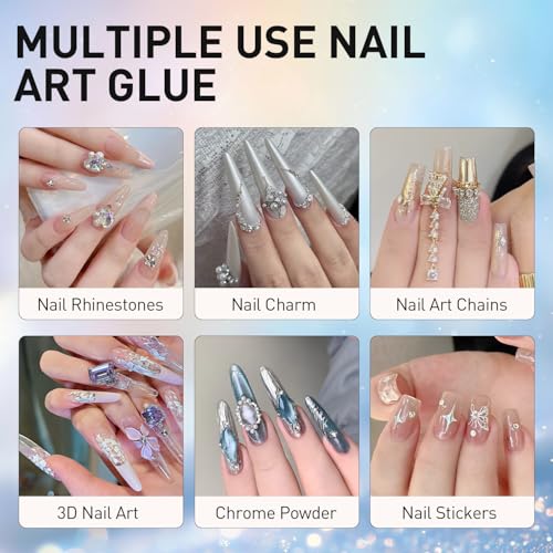 Rhinestone Glue for Nails - Strong Nail Rhinestone Glue Gel for 3D Art, Charms & Decorations | Pro Adhesive for Long-Lasting Bling - color: A-30g Rhinestone Glue