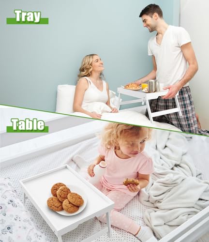 Youpehom Bamboo Bed Tray Table with Folding Legs, Medium, White - color: White, size: Medium