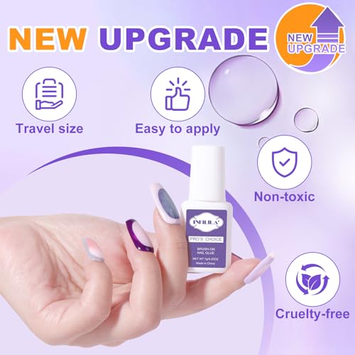 NXJ INFILILA Brush On Nail Glue,Super Strong Nail Glue for Press Ons,3X7ML - color: 3PCS