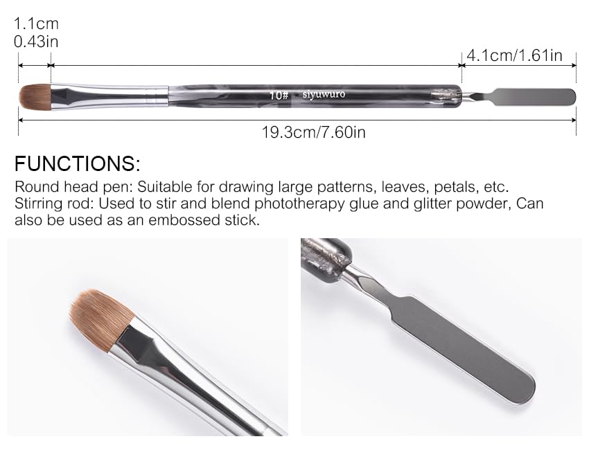 Kolinsky Sable Nail Brush French Nail Brush 2 Way Professional Gel Acrylic Nail Art Brush with Stirring Rod for French Manicure Cuticle Clean Up Nail Art Design Brush (10#) - color: 10#