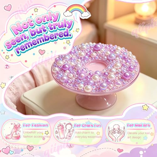 qiipii 2-10mm Light Purple AB Flatback Half Round Pearls Gems Nails Charms - color: Light Purple, size: AB Coating Half Pearls
